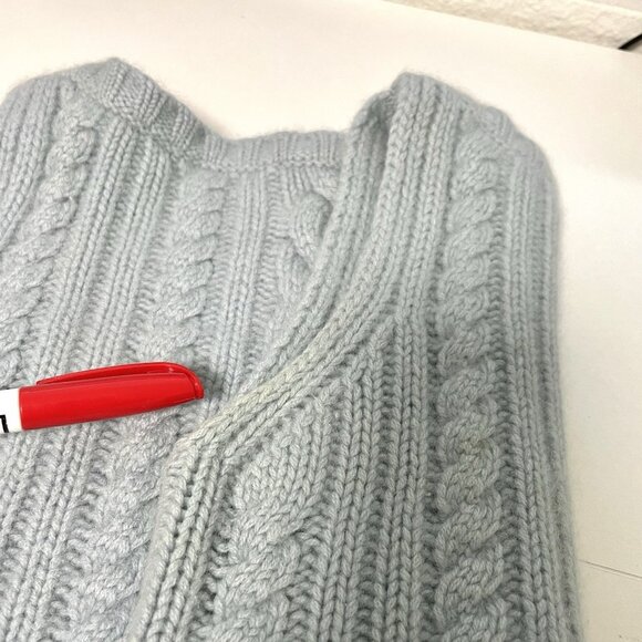 Vintage ANN TAYLOR 100% Cashmere Cable Knit Sweater Boat Neck Blue size Medium - Picture 5 of 6